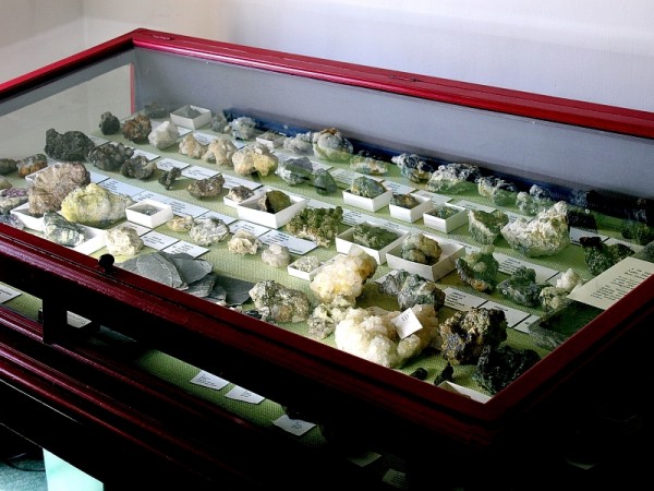 Collection of crystals and minerals on display at Tavistock Museum