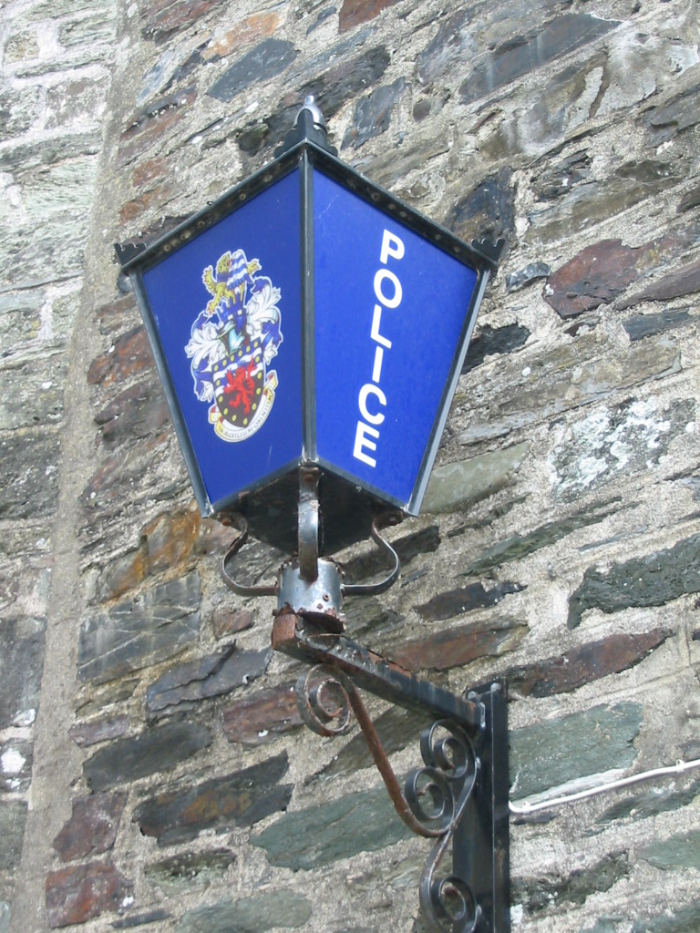 Police lamp outside Tavistock police station