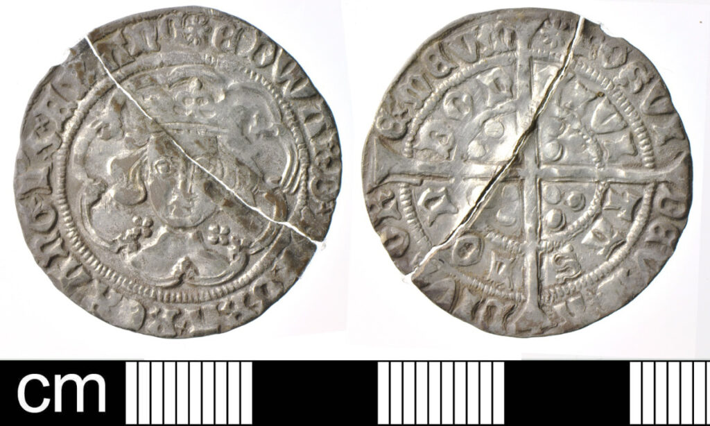 Silver coin discovered in Milton Abbot, Devon, issued by Edward IV between 1465 and 1467