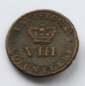 Button from a military tunic belonging to a member of the Tavistock Volunteer Corps
